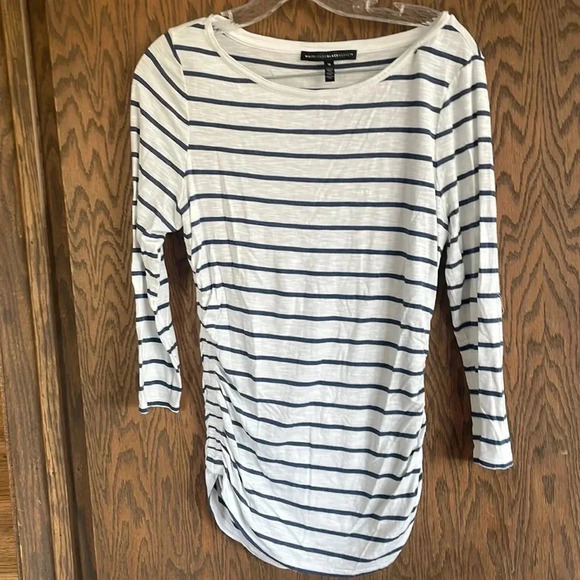 WHBM‎ White Stripped Longsleeve M - Picture 1 of 4